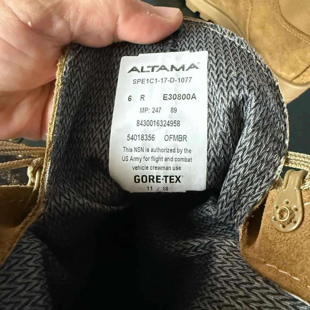 Altama Temperate Weather Combat Boots Sz 6 USM Coyote Safety Toe Gore-Tex